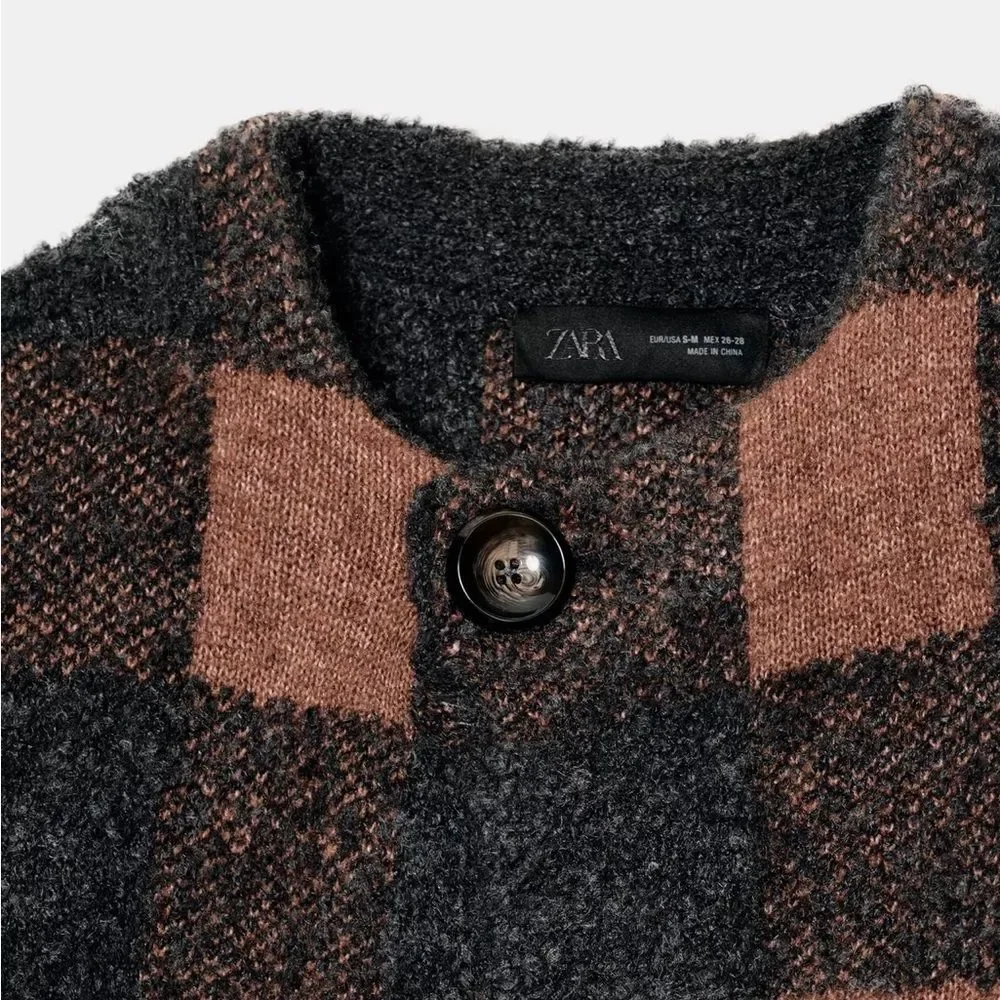 ZARA PLAID JACKET CARDIGAN - Picture 3 of 7